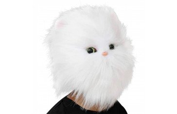 CreepyParty Halloween Costume White Cat Mask