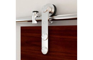The lightweight Satin brass barn door hardware is fully renewable and sustainable
