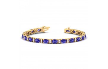 Natural Tanzanite Oval Bracelet in 18K Yellow Gold - Valentine Offer